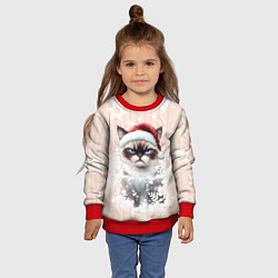 Свитшот детский Угрюмый кот, цвет: 3D-красный — фото 2