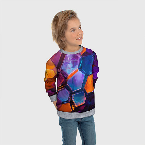 Детский свитшот Неоновые минералы / 3D-Меланж – фото 3