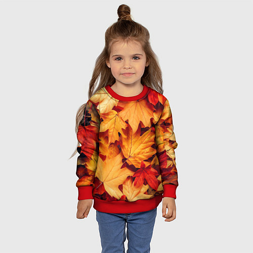 Детский свитшот Осенние кленовые листья / 3D-Красный – фото 4
