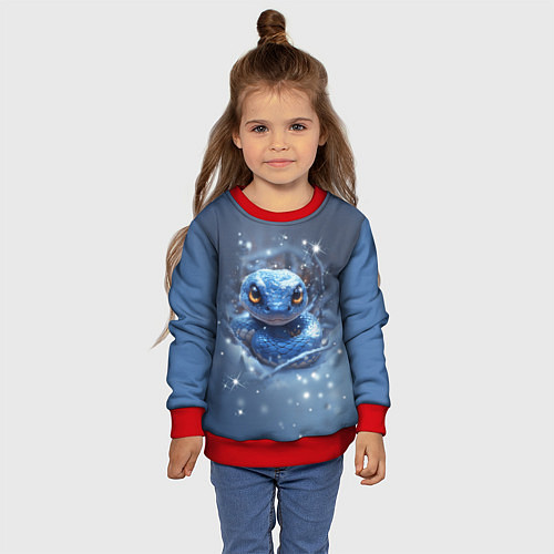 Детский свитшот Змея с большими глазами / 3D-Красный – фото 4