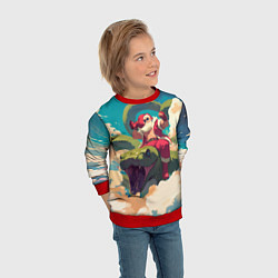 Свитшот детский Дед Мороз сидит на змее, цвет: 3D-красный — фото 2