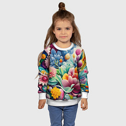 Свитшот детский Объемные цветы лето, цвет: 3D-белый — фото 2