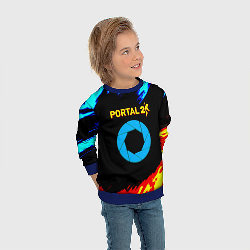 Детский свитшот Portal лёд и пламя / 3D-Синий – фото 3