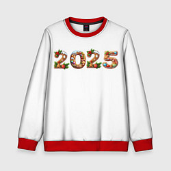 Свитшот детский Надпись новогодняя 2025 из пряников, цвет: 3D-красный