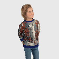 Свитшот детский Юный белый волк, цвет: 3D-синий — фото 2