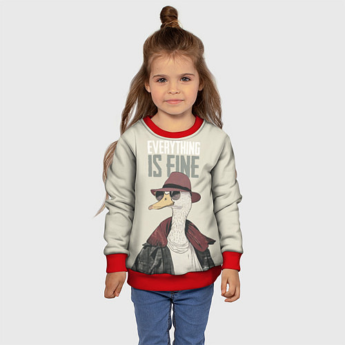 Детский свитшот Гусь - все хорошо / 3D-Красный – фото 4