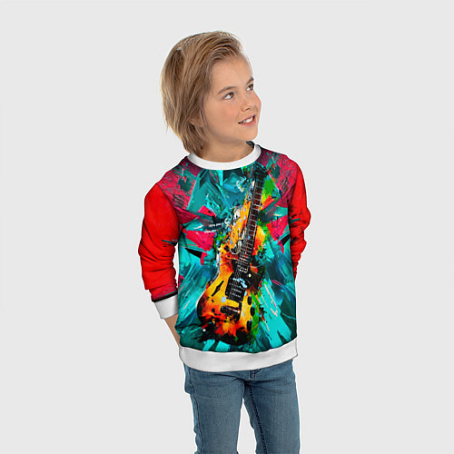 Детский свитшот Электрогитара в красках / 3D-Белый – фото 3