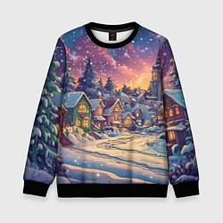 Свитшот детский Снегопад в ночном городе, цвет: 3D-черный