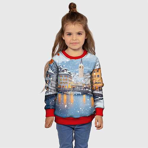 Детский свитшот Предновогодний Санкт-Петербург / 3D-Красный – фото 4