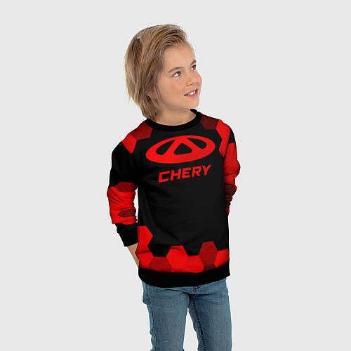 Детский свитшот Chery - red gradient / 3D-Черный – фото 3