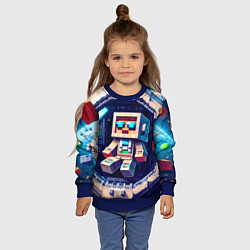 Свитшот детский Космонавт в космическом корабле - Майнкрафт, цвет: 3D-синий — фото 2