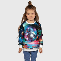 Свитшот детский Astronaut Totoro in neon space - ai art fantasy, цвет: 3D-белый — фото 2