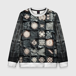 Детский свитшот Африканские знаки на пэчворк дениме