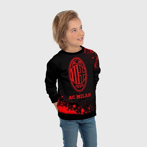 Детский свитшот AC Milan - red gradient / 3D-Черный – фото 3