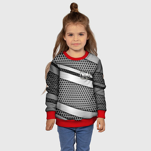Детский свитшот Honda metal steel / 3D-Красный – фото 4