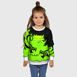 Свитшот детский Ведьмак кислотное лого драконы, цвет: 3D-белый — фото 2