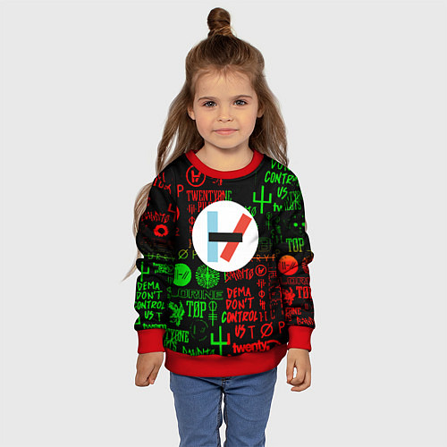 Детский свитшот Twenty one pilots music steel / 3D-Красный – фото 4