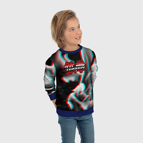 Детский свитшот Tekken fire glitch / 3D-Синий – фото 3