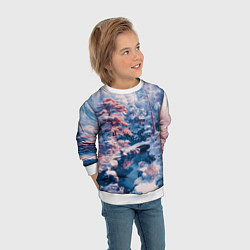 Свитшот детский Японская зима в сельской местности, цвет: 3D-белый — фото 2