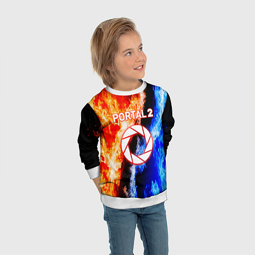 Детский свитшот Portal битва огней / 3D-Белый – фото 3
