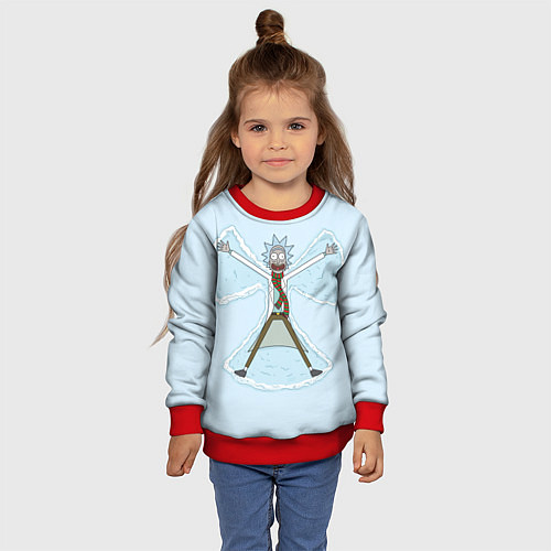 Детский свитшот Рик и Морти снег - бабочка / 3D-Красный – фото 4