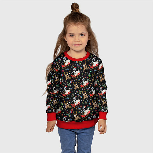 Детский свитшот Рик и Морти сани с оленем - Christmas / 3D-Красный – фото 4