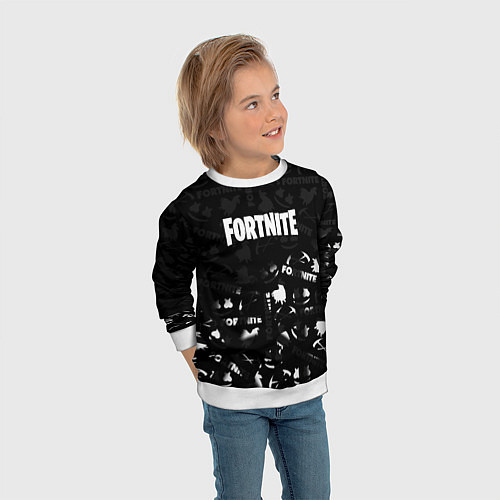 Детский свитшот Fortnite pattern black / 3D-Белый – фото 3