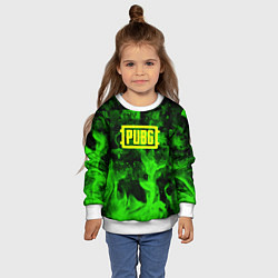 Свитшот детский PUBG green fire game, цвет: 3D-белый — фото 2