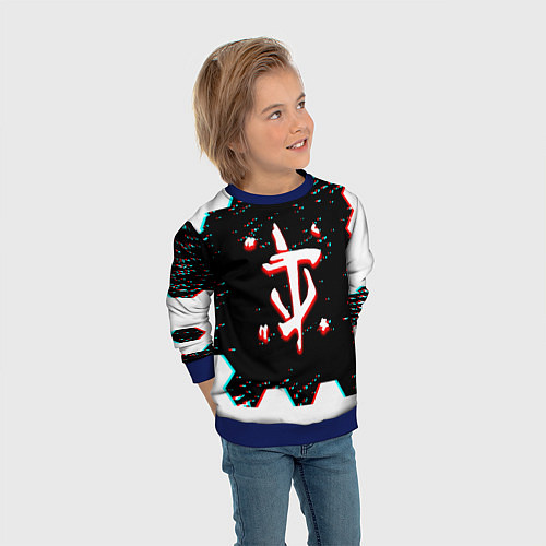 Детский свитшот Doom hexagon glitch color / 3D-Синий – фото 3