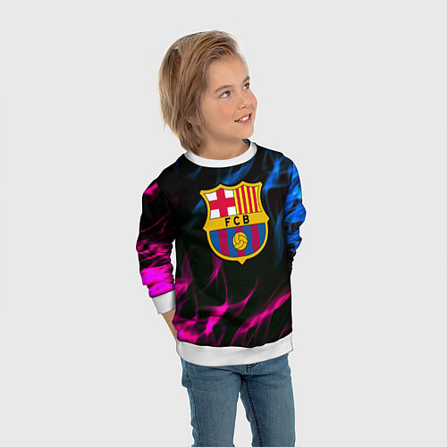 Детский свитшот Barcelona neon flame / 3D-Белый – фото 3