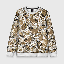 Детский свитшот Патерн новогодняя капибара в бежевом