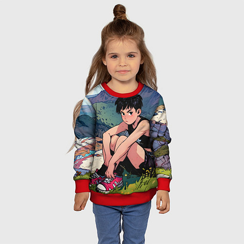 Детский свитшот A girl anime / 3D-Красный – фото 4