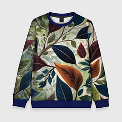 Свитшот детский Листья искусство, цвет: 3D-синий