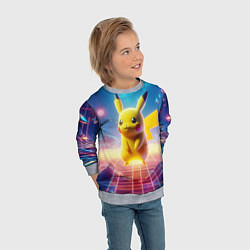 Свитшот детский Funny Pikachu - vaporwave, цвет: 3D-меланж — фото 2