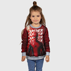 Свитшот детский Spider-man red background, цвет: 3D-меланж — фото 2