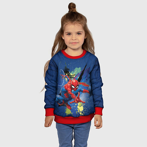 Детский свитшот Spider-man with a spider web / 3D-Красный – фото 4