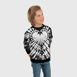Свитшот детский Абстрактное сердце - черно-белый тай-дай, цвет: 3D-черный — фото 2