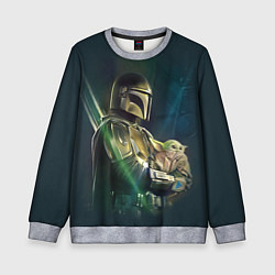 Свитшот детский Куда я туда и он - Мандалорец, цвет: 3D-меланж
