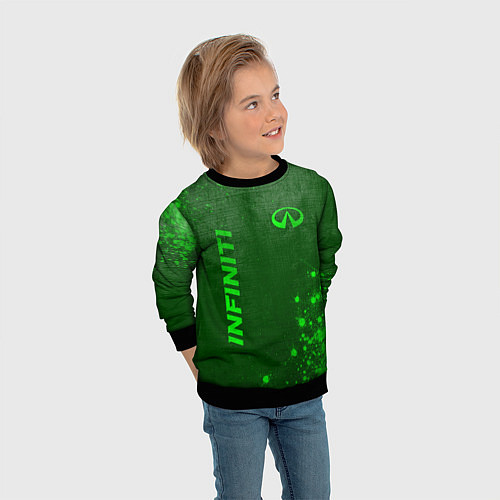 Детский свитшот Infiniti - green gradient вертикально / 3D-Черный – фото 3