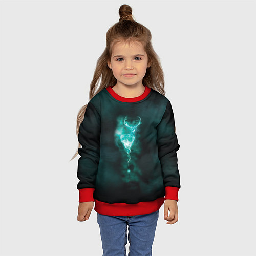 Детский свитшот  Patronus deer / 3D-Красный – фото 4