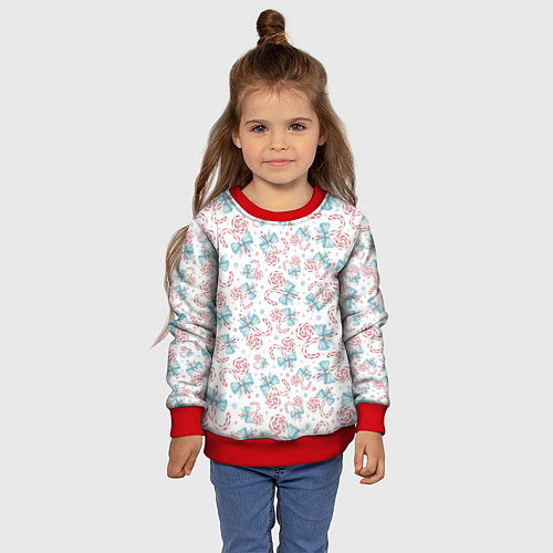 Детский свитшот Новогодние леденцы / 3D-Красный – фото 4