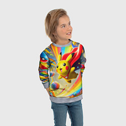 Свитшот детский Super Pikachu - ai art fantasy, цвет: 3D-меланж — фото 2