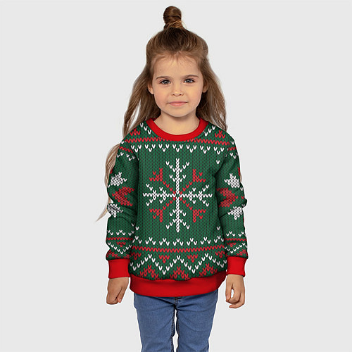 Детский свитшот Knitted Snowflake Pattern / 3D-Красный – фото 4