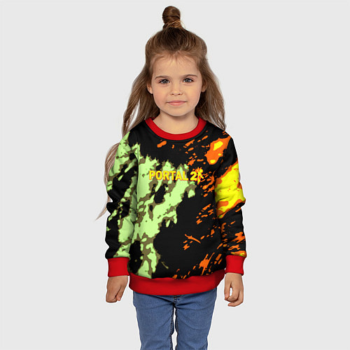 Детский свитшот Portal огненные краски текстура / 3D-Красный – фото 4