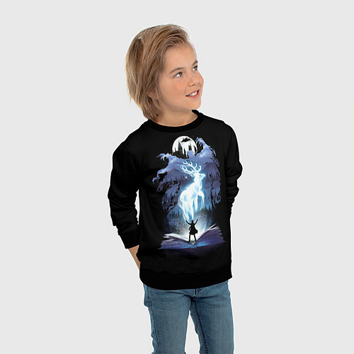 Детский свитшот Harry Potter patronus and dementors / 3D-Черный – фото 3