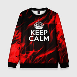 Свитшот детский Keep calm flame red, цвет: 3D-черный