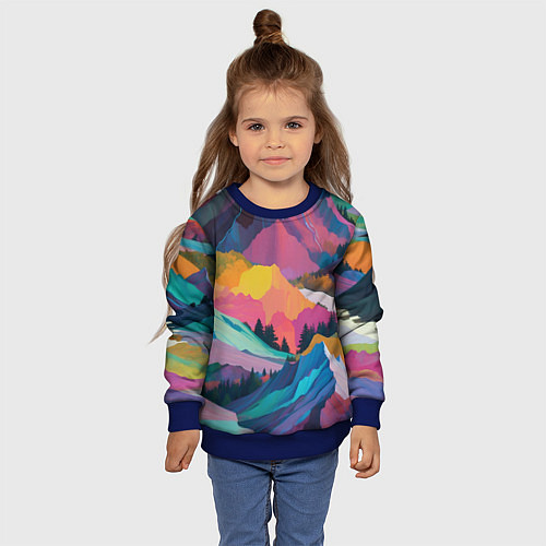 Детский свитшот Красочные горы / 3D-Синий – фото 4