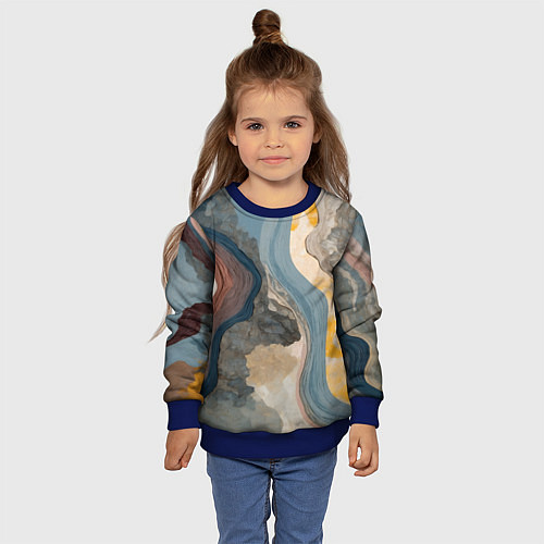 Детский свитшот Флюид арт / 3D-Синий – фото 4