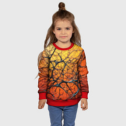 Свитшот детский Чёрные волокна и жёлтый градиент абстракция, цвет: 3D-красный — фото 2