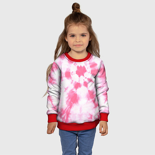 Детский свитшот Розовый тай дай / 3D-Красный – фото 4